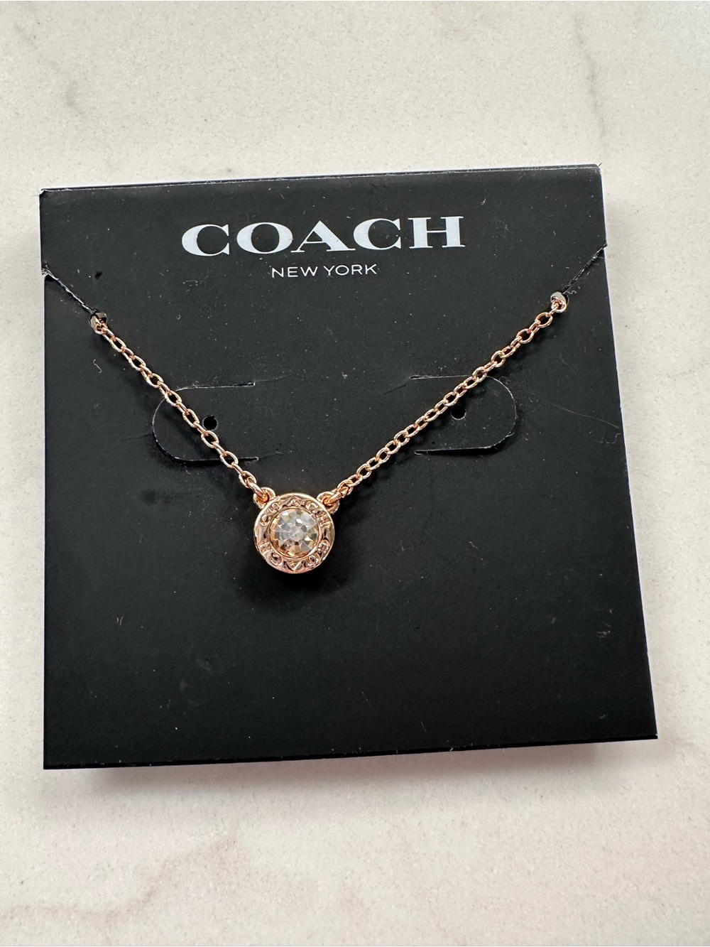 COACH Rose Gold Crystal Halo Necklace